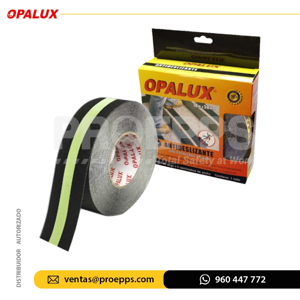 Cinta Antideslizante Negro Fotoluminiscente Opalux AN-18NF